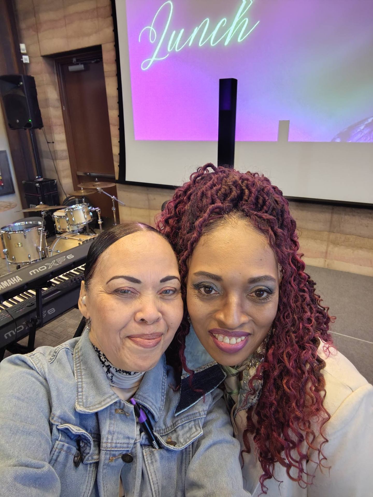 Connecting with a community member at lunch